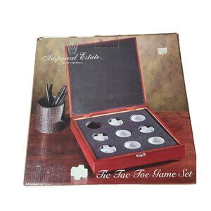 Imperial Estate Crystal Tic Tac Toe Game Set Wooden Lined Box New